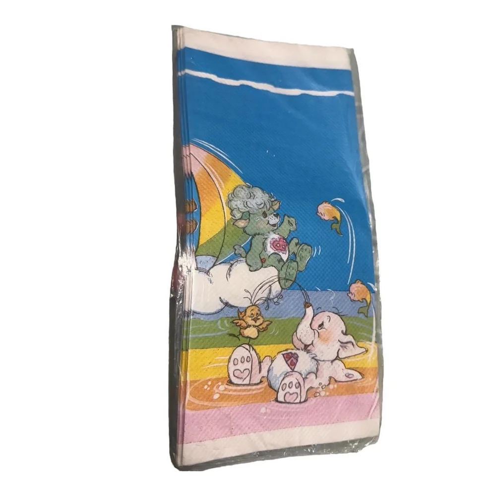Vintage 1980 Care Bear Cousins Paper Tablecloth Cover 54x96 NEW in Plastic Rare
